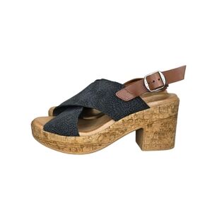 Fiordiluna Made In Spain Leather Platform Open Toe Heel Size 40